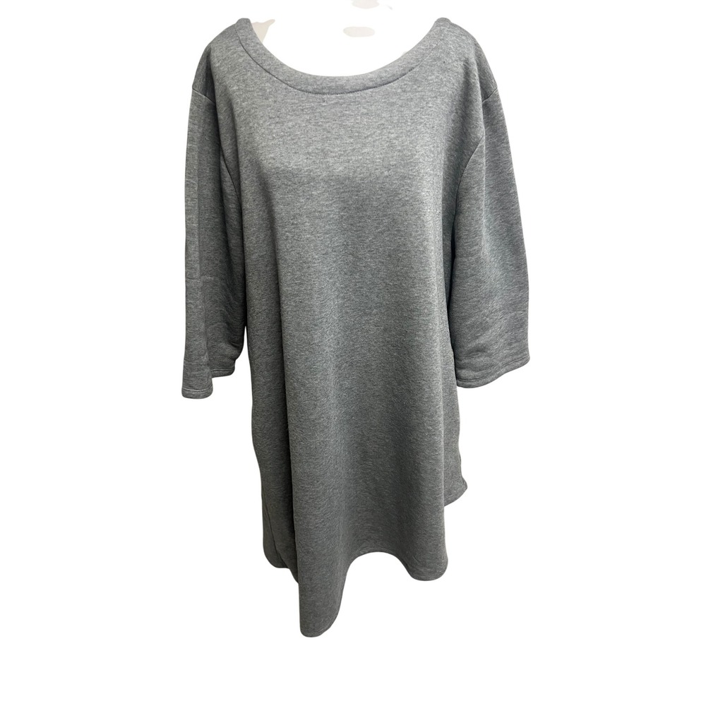 Z Avenue USA Tunic Top Womens 2XL Gray Asymmetric Hem Sweatshirt Athleisure